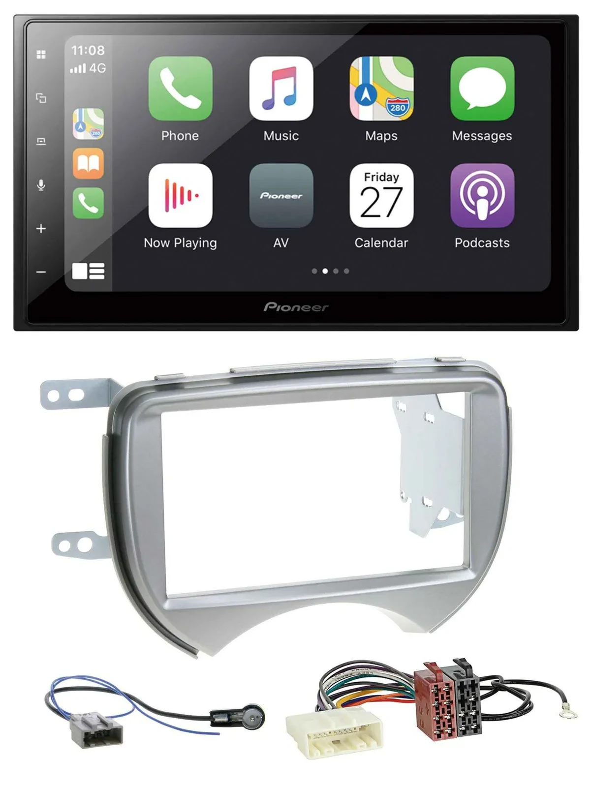 Pioneer MP3 Bluetooth DAB 2DIN USB Autoradio für Nissan Micra 2010-2013 silber