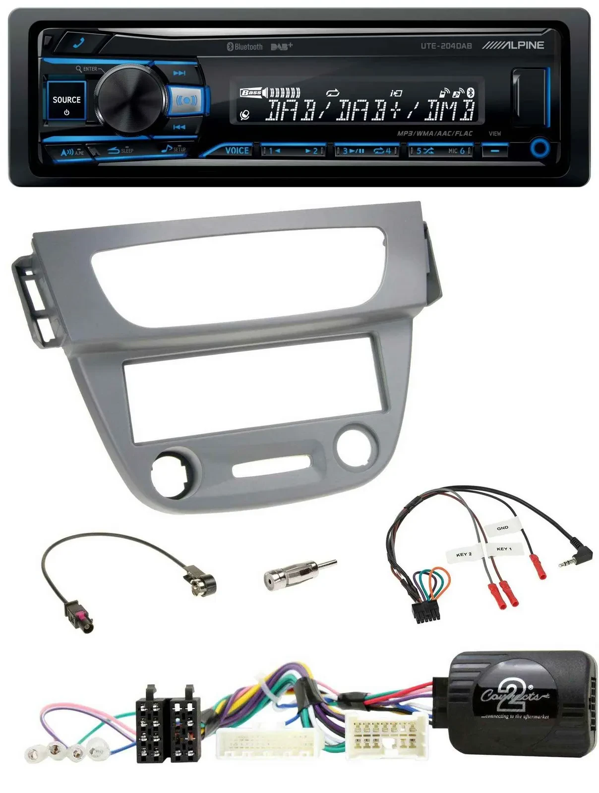 Alpine USB Bluetooth DAB Lenkrad Autoradio für Renault Megane 3 2012-2014 grau