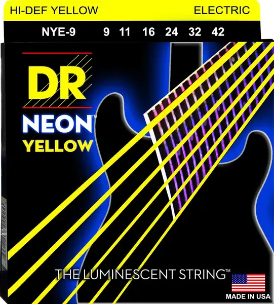 Струны для электрогитары DR Strings NYE-9 Neon Yellow 9-42