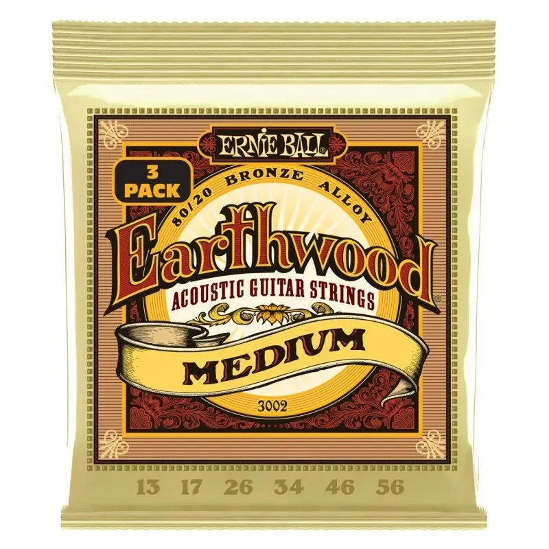 Струны для акустической гитары Ernie Ball 3002 Earthwood 13-56, бронза, 3 комплекта