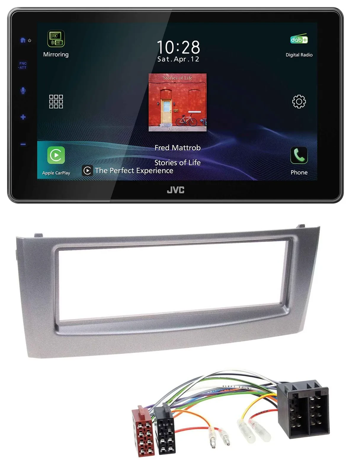 JVC DAB MP3 Bluetooth USB Autoradio für Fiat Punto Grande Punto ab 05 grau