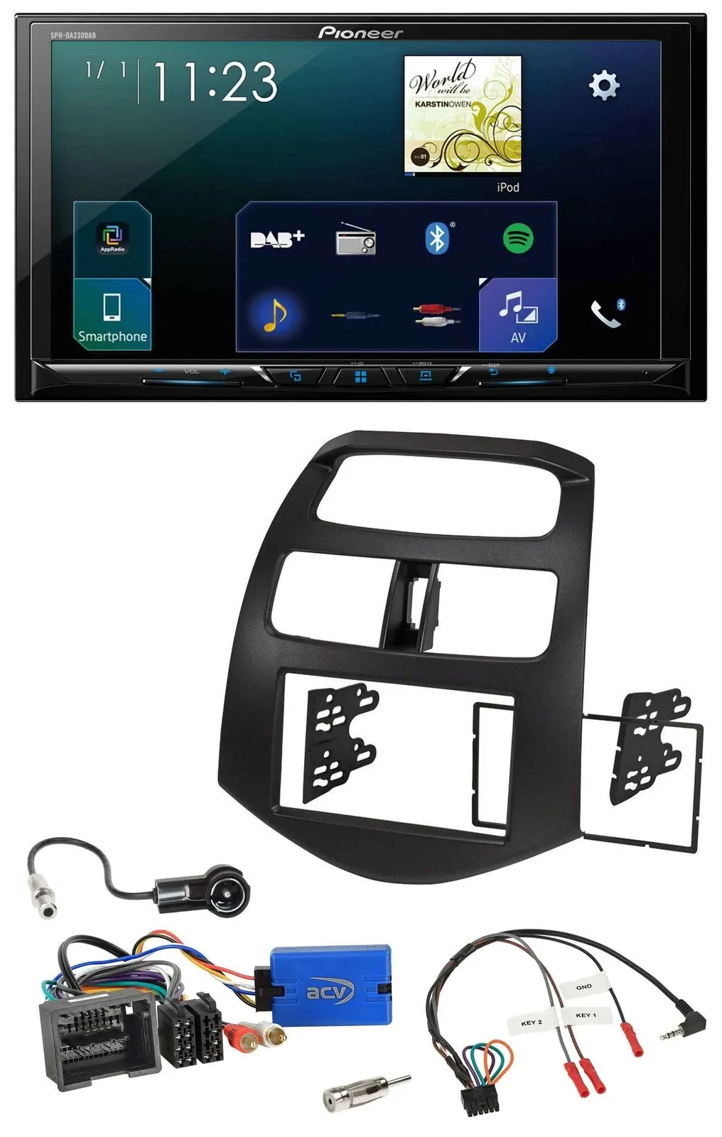 Pioneer Lenkrad Bluetooth USB 2DIN DAB Autoradio für Chevrolet Spark 2013-2015