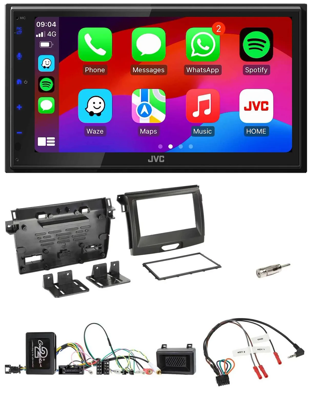 JVC Bluetooth USB Lenkrad 2DIN DAB Autoradio für Ford Ranger 2AB ab 04/2015