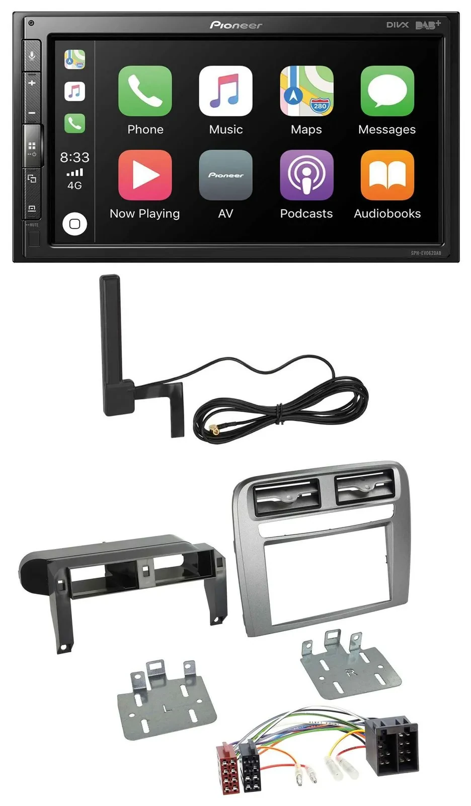 Pioneer USB 2DIN Bluetooth DAB MP3 Autoradio für Fiat Grande Punto 05-09 anthraz