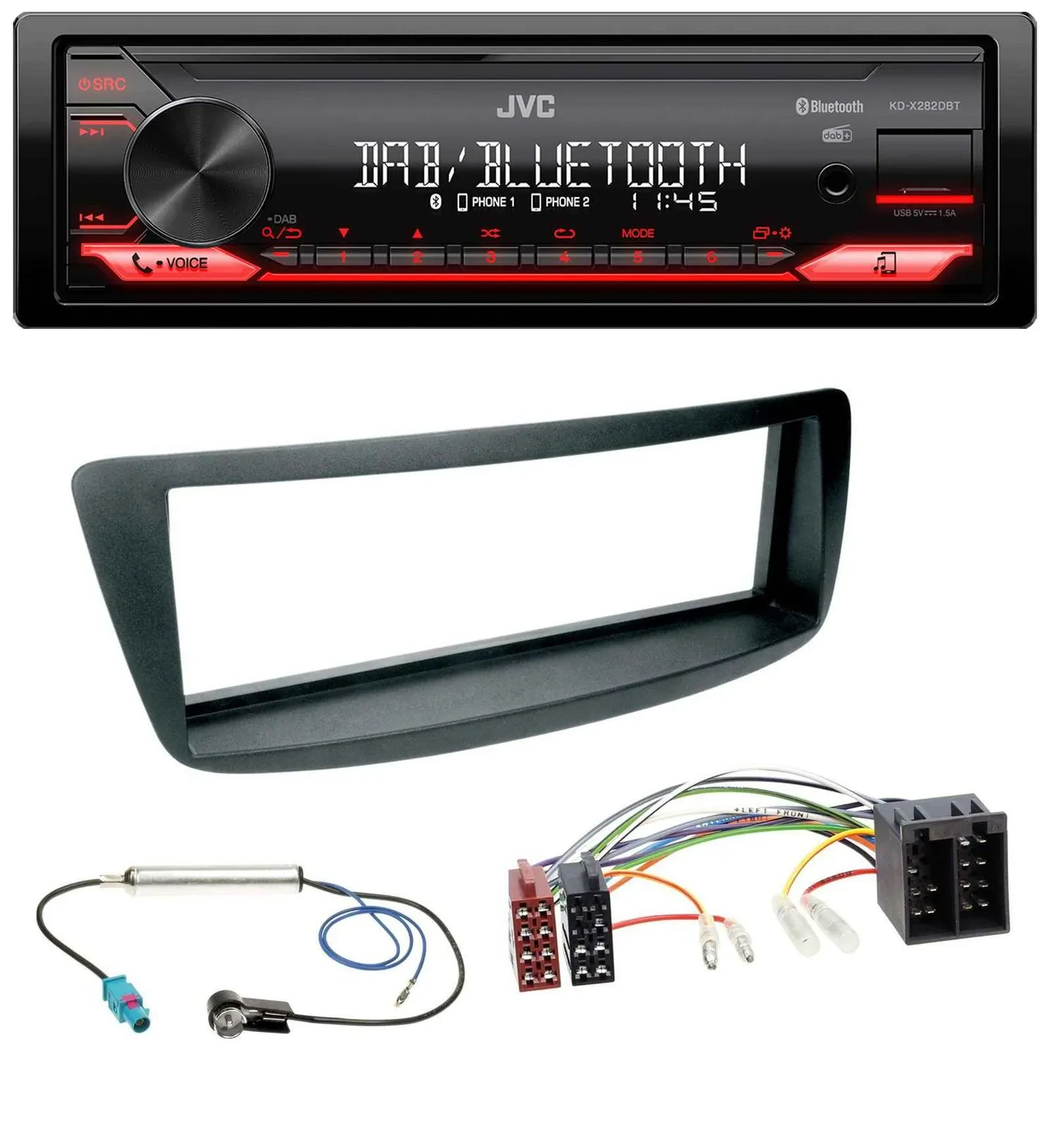 JVC Bluetooth USB DAB MP3 Autoradio für Citroen C1 Peugeot 107 Fakra Phantomeins