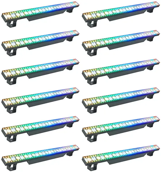 (12) Rockville Pixel Hybrid Bar Battery Linear Wash/Strobe/Blinder Light Strips