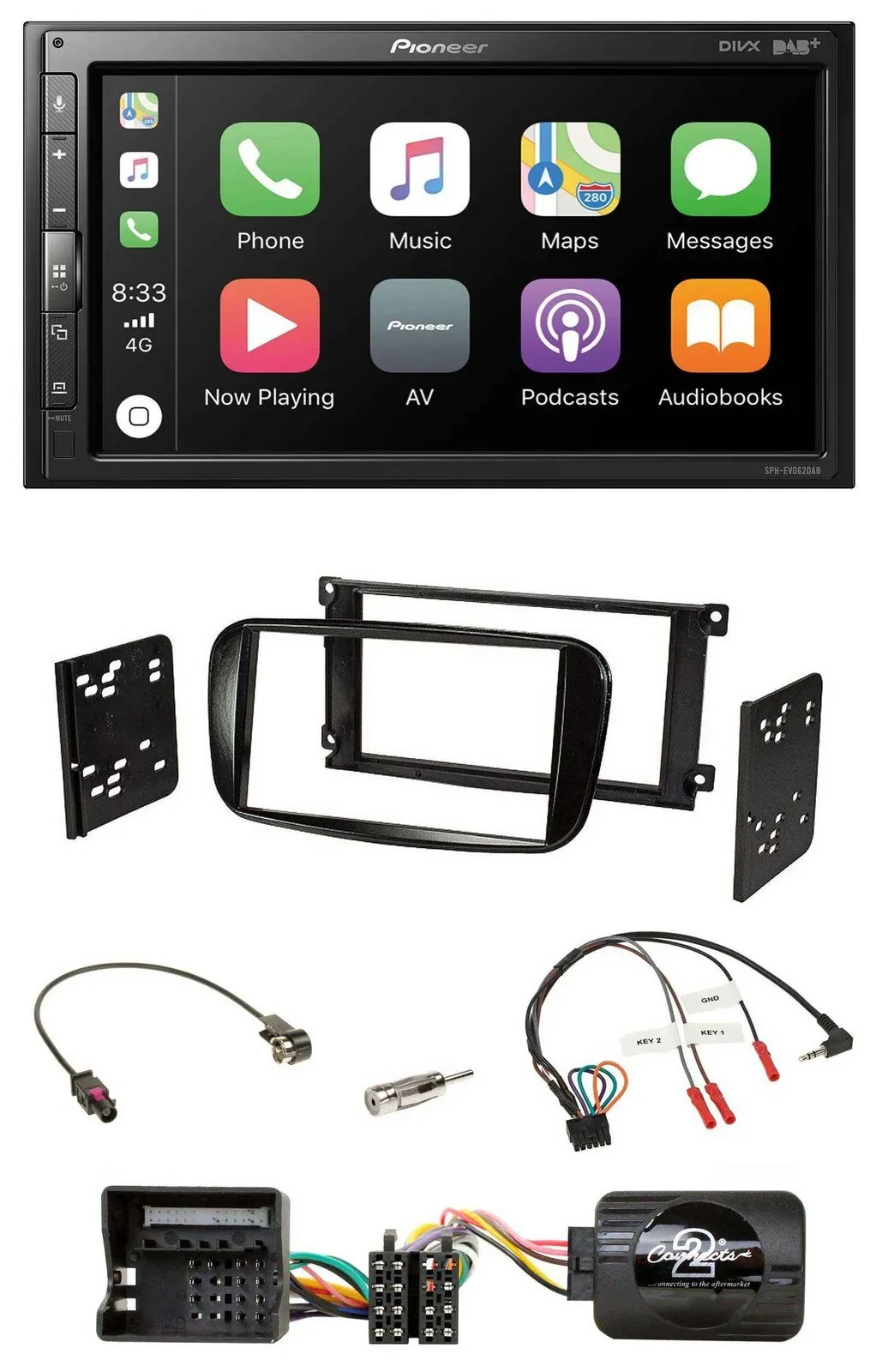 Pioneer USB Lenkrad DAB 2DIN Bluetooth Autoradio für Ford Mondeo 07-14 S-Max glä