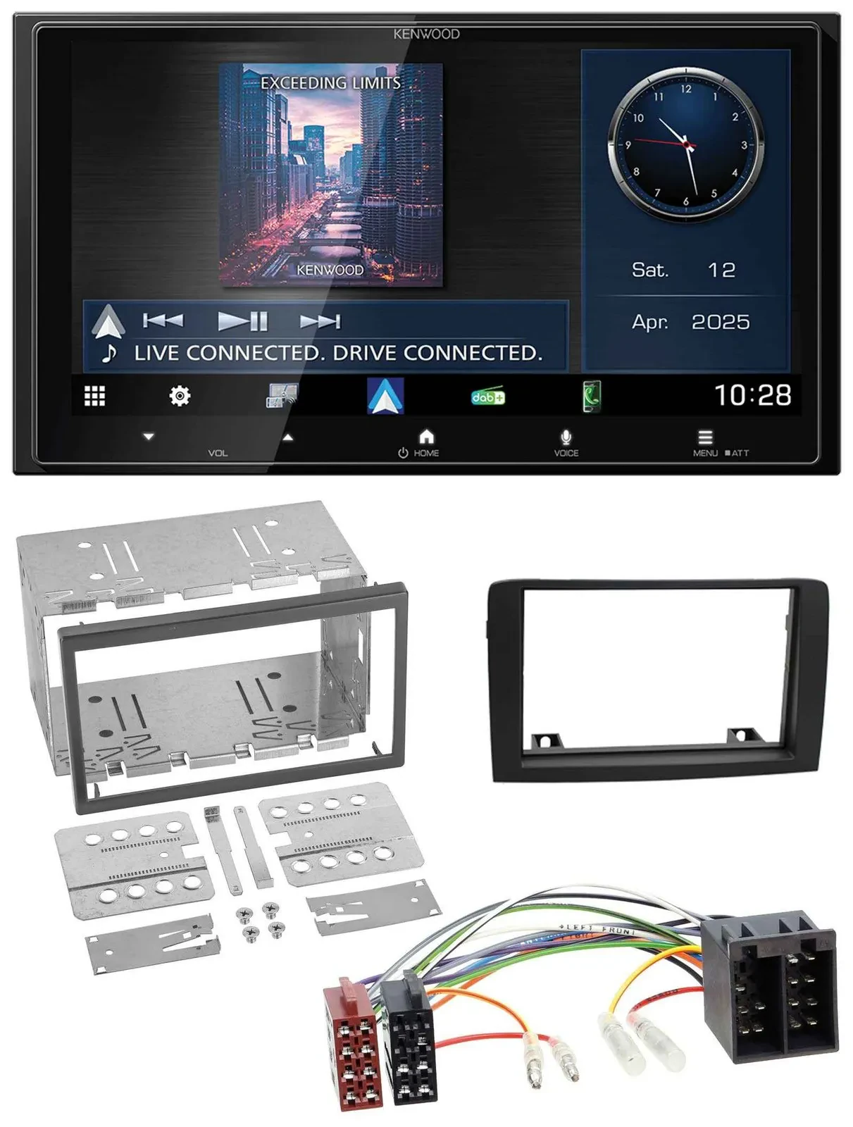 Kenwood Bluetooth 2DIN USB DAB MP3 Autoradio für Fiat Idea ab 05 schwarz