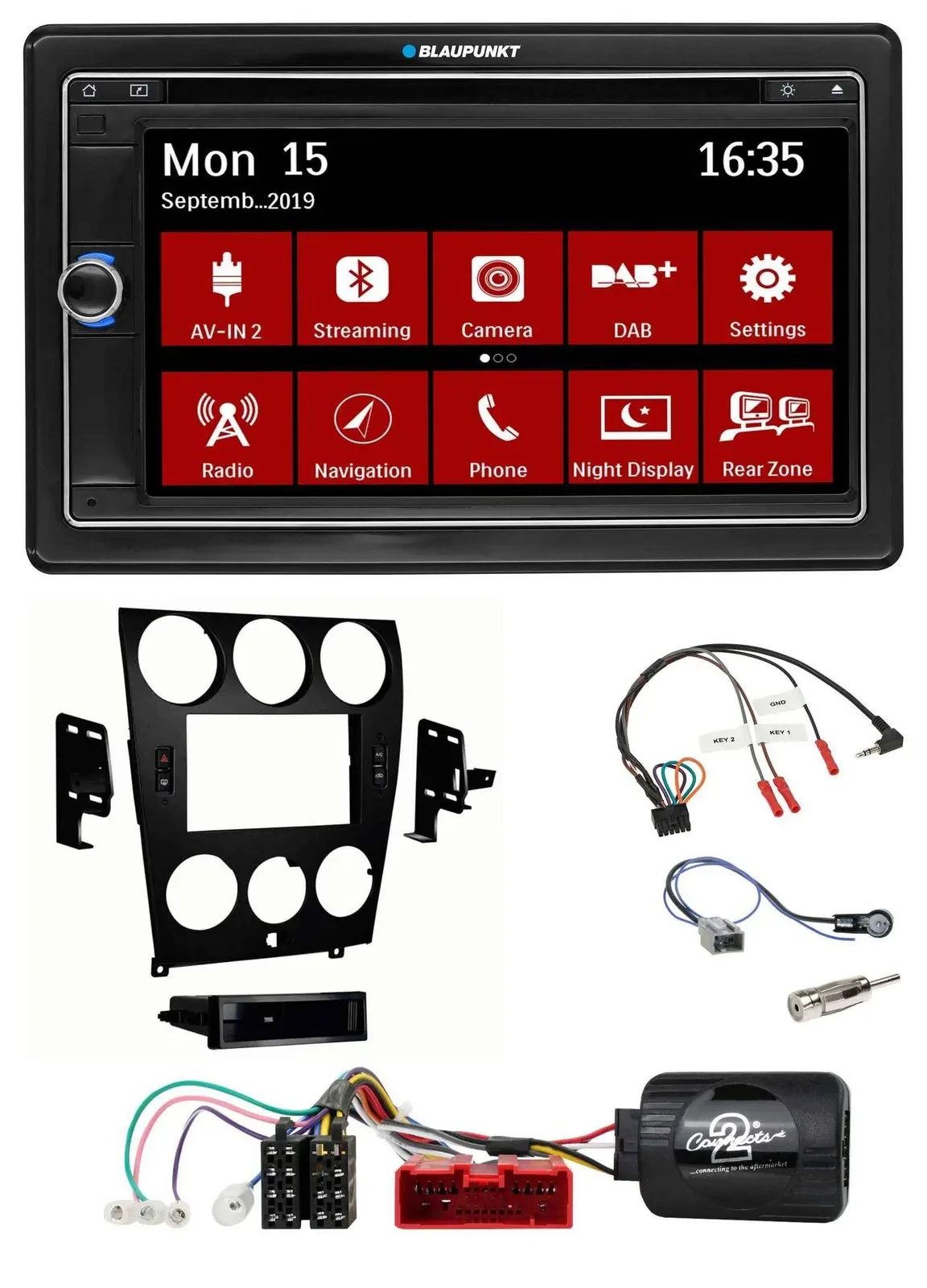 Blaupunkt Lenkrad DAB TMC 2DIN USB Bluetooth Navigation für Mazda 6 2006-2008