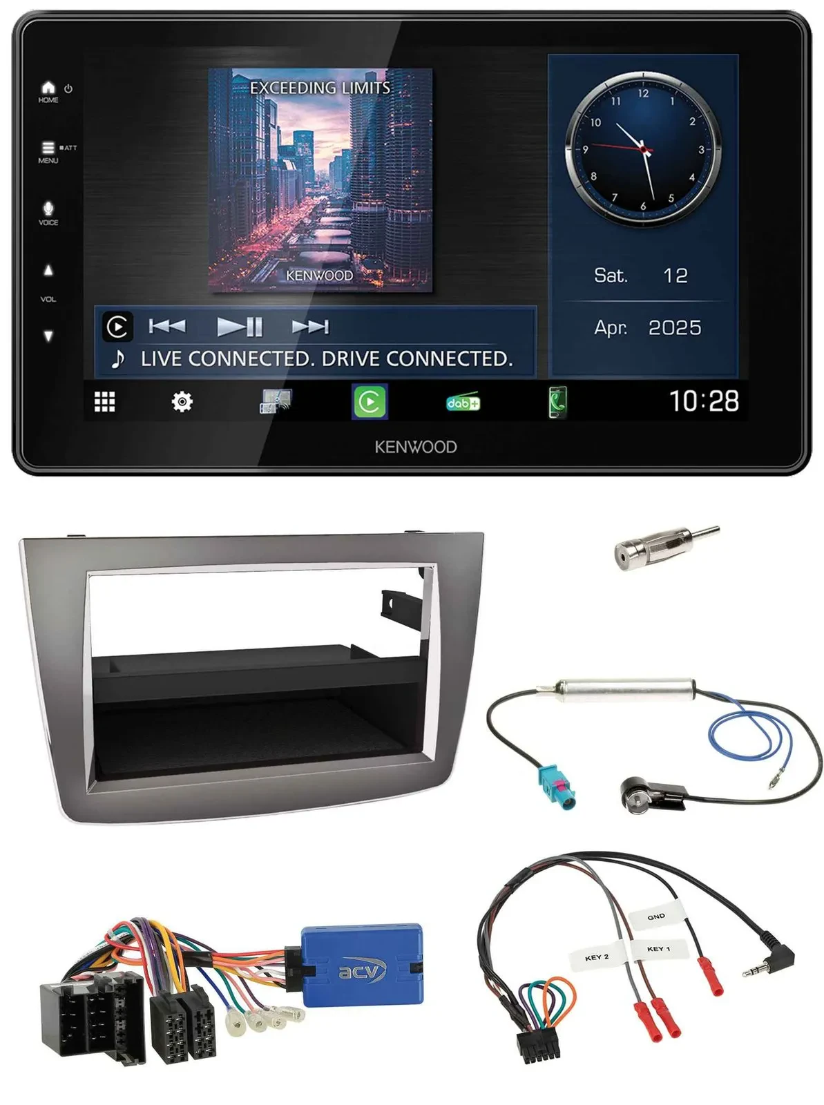 Kenwood Lenkrad Bluetooth USB DAB Autoradio für Alfa Romeo Mito 955 13-18 ISO si
