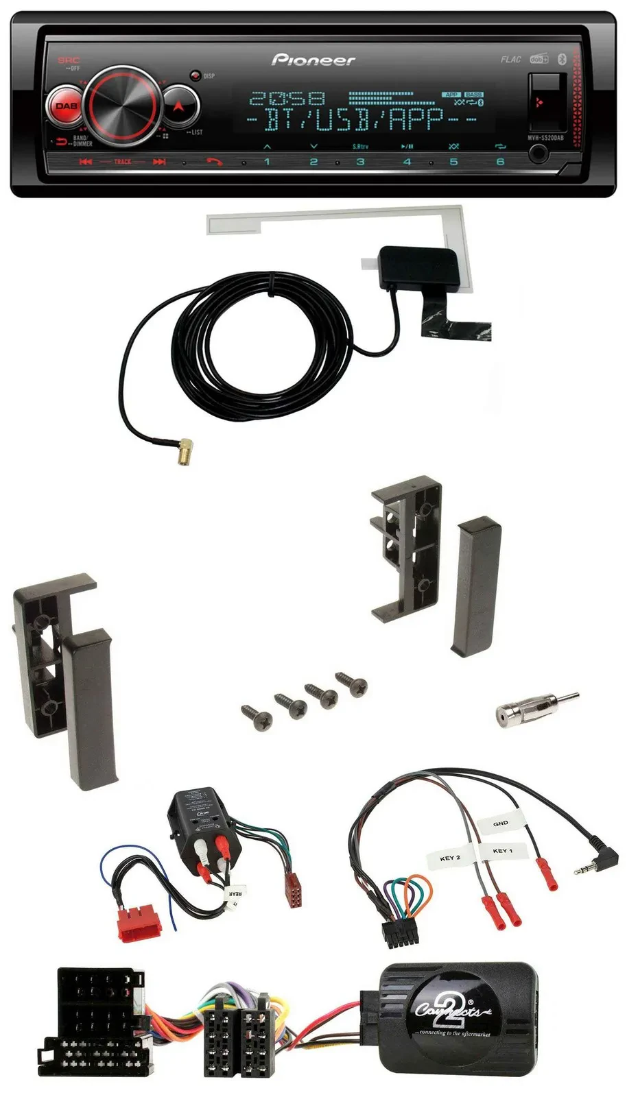 Автомагнитола для Audi A3/A4/A6 (1999–2000) Pioneer Bluetooth, DAB, USB, поддержка кнопок на руле, совместима с BOSE