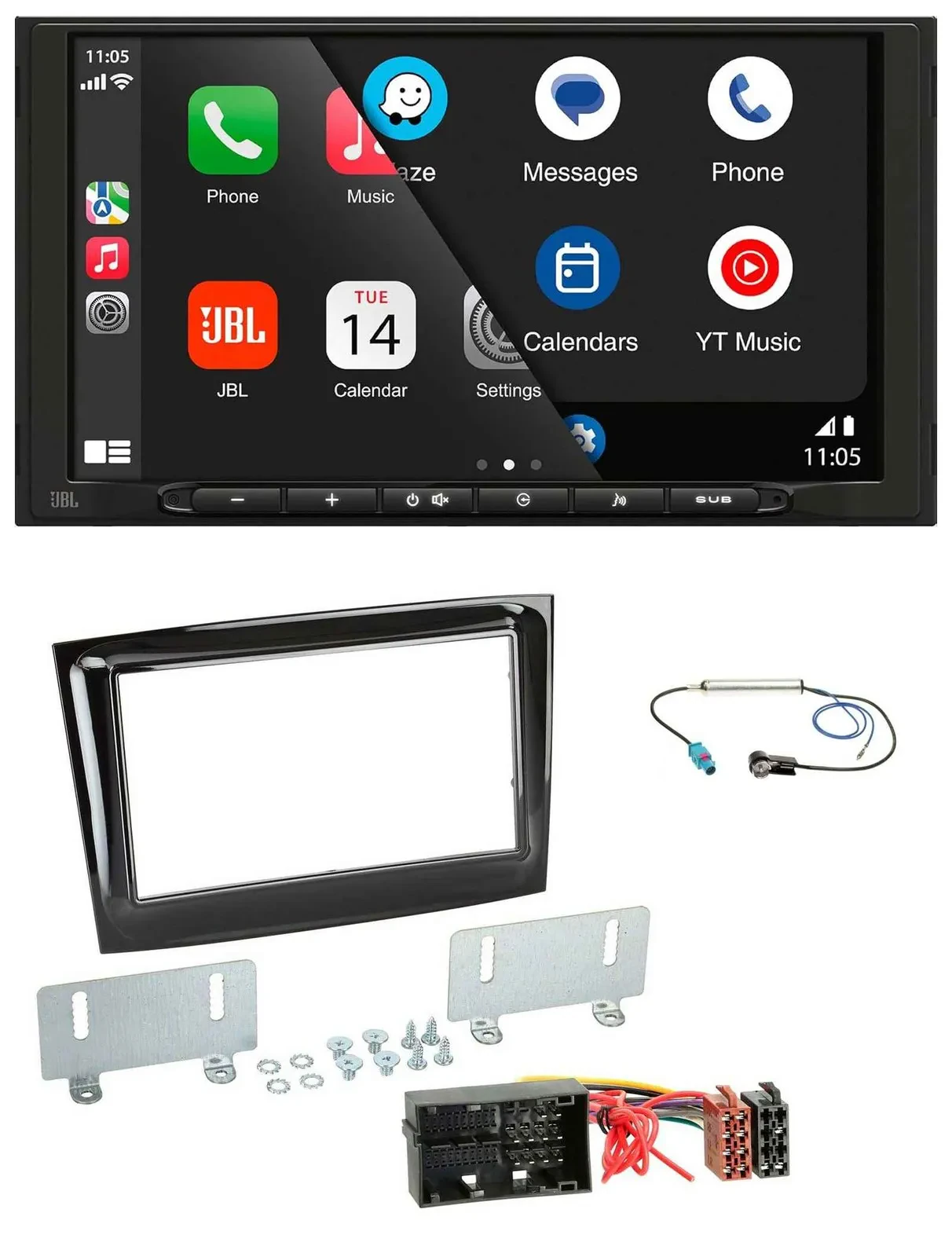 JBL USB 2DIN MP3 Bluetooth AUX Autoradio für Fiat Doblo ab 2015 piano schwarz