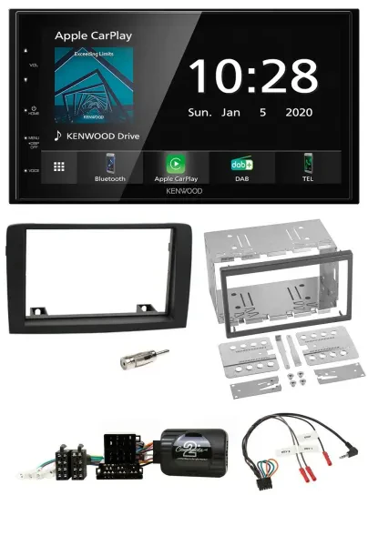 Kenwood Bluetooth Lenkrad DAB USB 2DIN Autoradio für Fiat Idea 06-12 schwarz