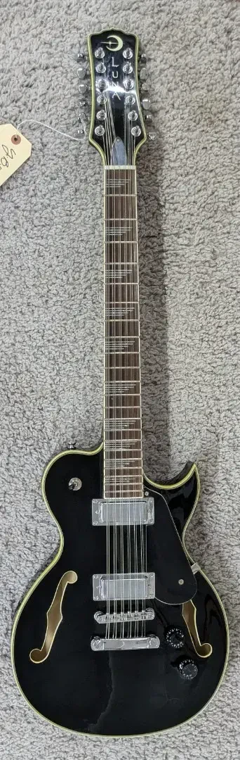 Luna ATHHBG12BLK Athena Semi-Hollow-Body 12 string Electric Guitar, Black