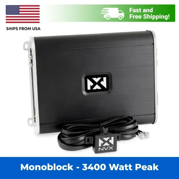 NVX VAD17001 1700W Class D Mono Car Marine Powersports Amplifier w/ Bass Remote