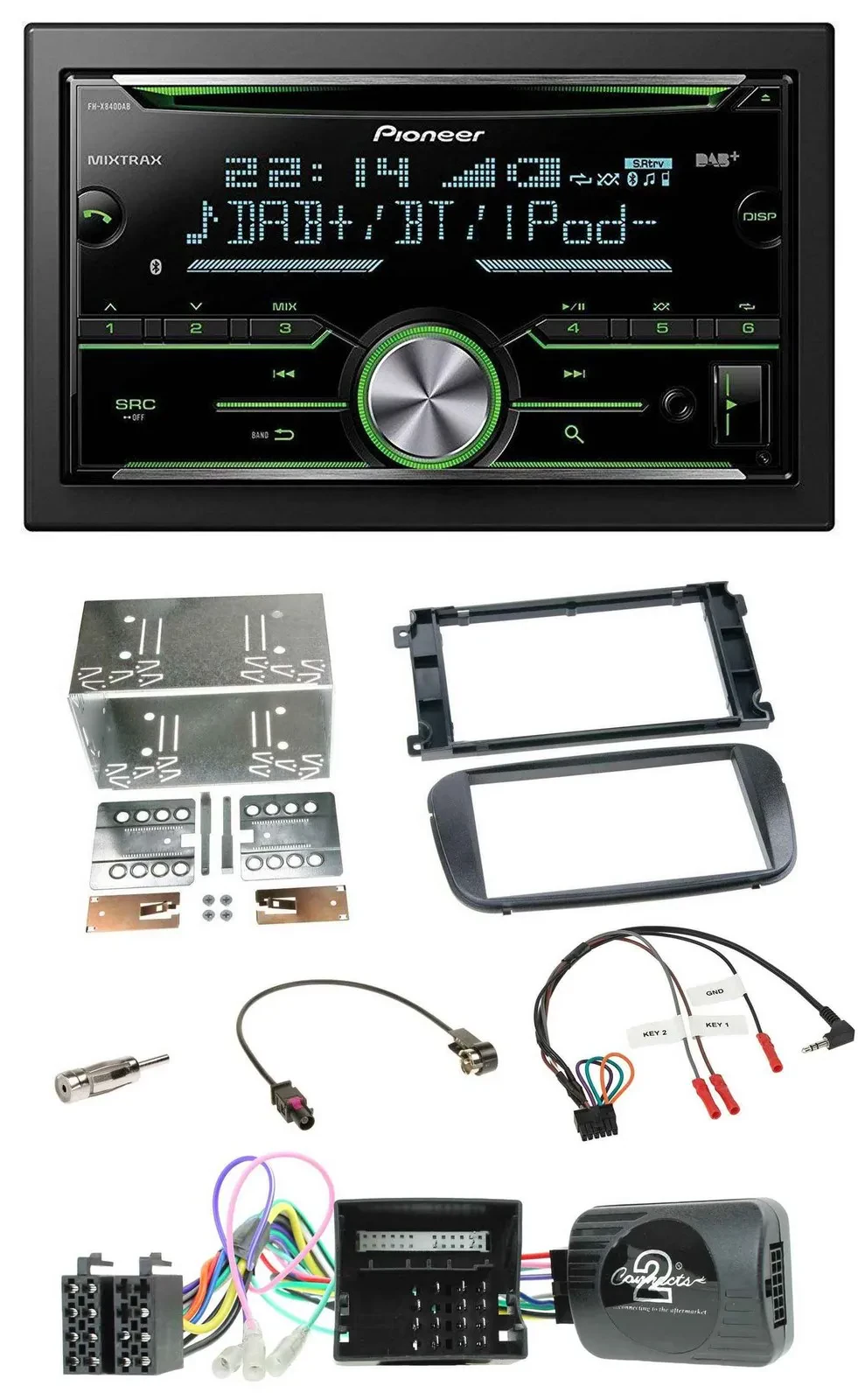 Pioneer Bluetooth Lenkrad DAB 2DIN USB CD Autoradio für Ford C-Max Galaxy Focus