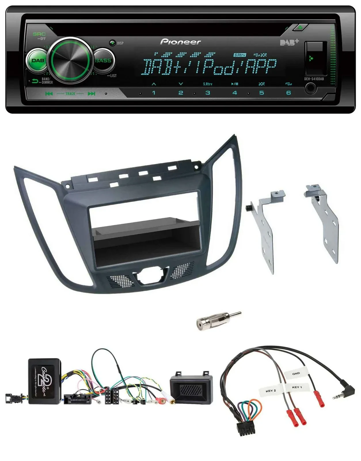 Автомагнитола для Ford C-Max/Kuga Pioneer USB MP3 DAB CD темно-серая