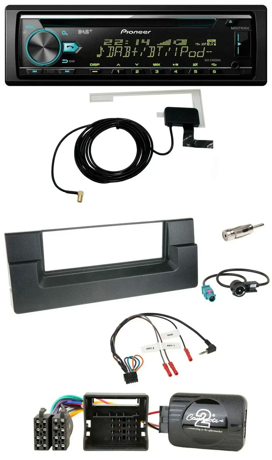 Автомагнитола Pioneer CD USB DAB MP3 для BMW 5 серии (E39) 2001–2004, поддержка кнопок на руле