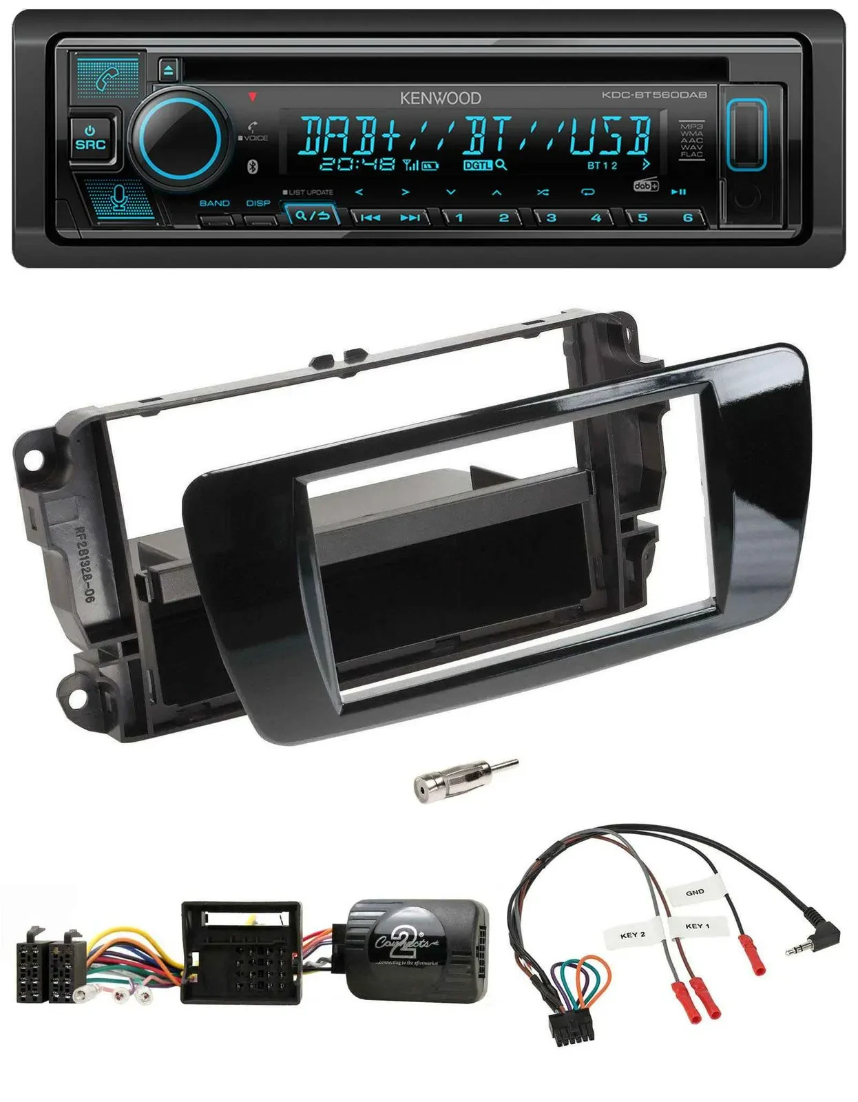 Автомагнитола Kenwood Bluetooth, DAB, CD, USB для Seat Ibiza, цвет черный (piano black)