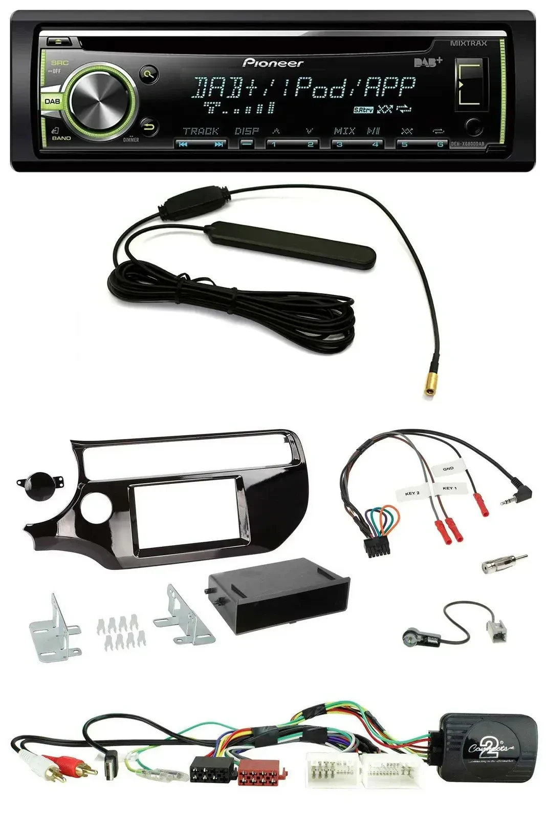 Автомагнитола Pioneer MP3 USB CD DAB для Kia Rio UB (с 03/2015), черный глянец