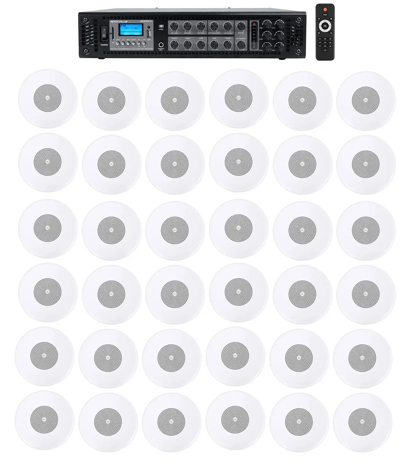 Потолочная акустика Rockville RCS180-6+(36) CSS8004 White с усилителем (36 штук)