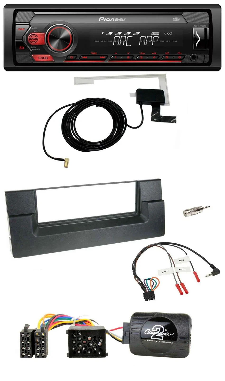 Pioneer 1DIN USB DAB MP3 Lenkrad Autoradio für BMW 5er E39 1996-2004 Aktivsystem