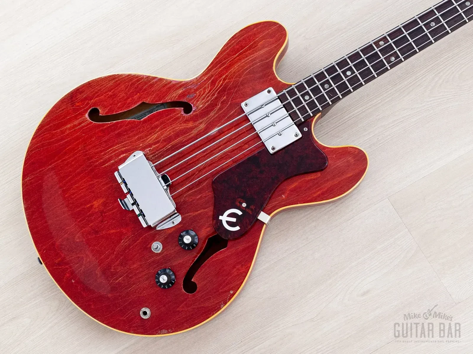 1968 Epiphone Rivoli EB232 Vintage Semi-Hollow Bass Cherry w/ Case