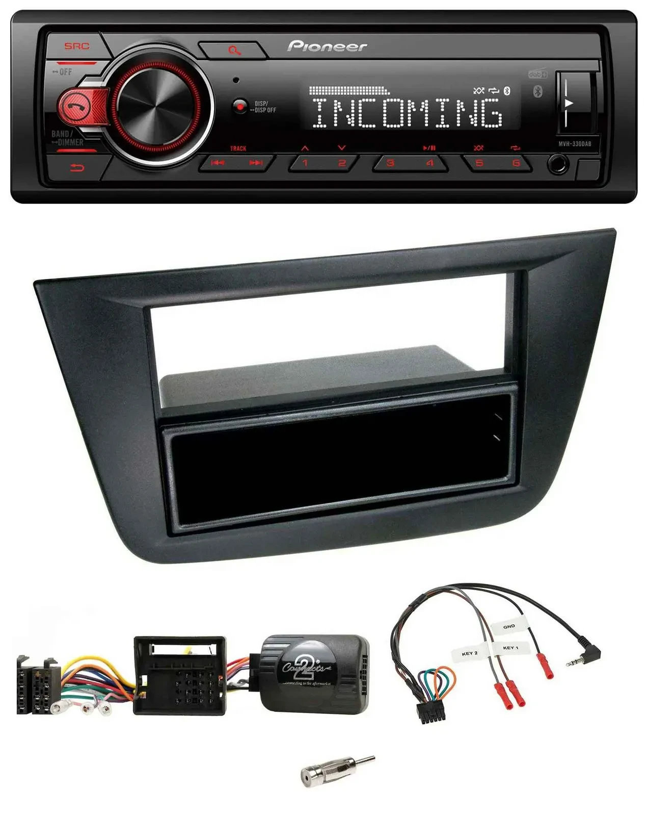 Автомагнитола Pioneer Bluetooth, USB, DAB, поддержка кнопок на руле, для Seat Altea/Toledo (2004–2009), черная