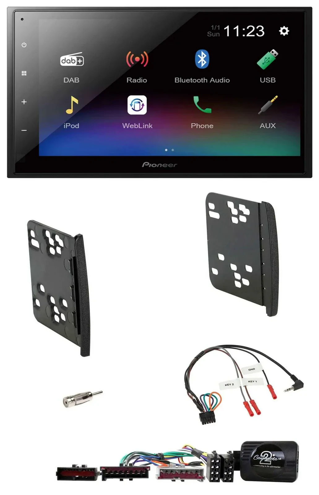 Pioneer USB Bluetooth DAB 2DIN Lenkrad Autoradio für Ford Focus Galaxy Mondeo