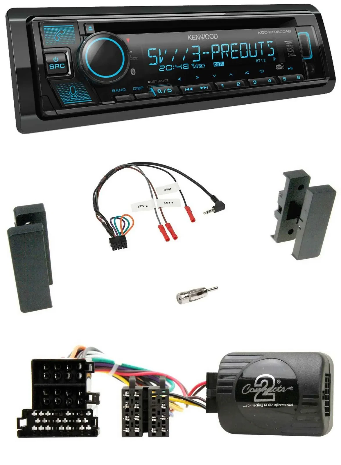 Автомагнитола Kenwood Bluetooth, USB, CD, DAB, поддержка управления на руле, для Seat Leon 2002–2006 и Toledo