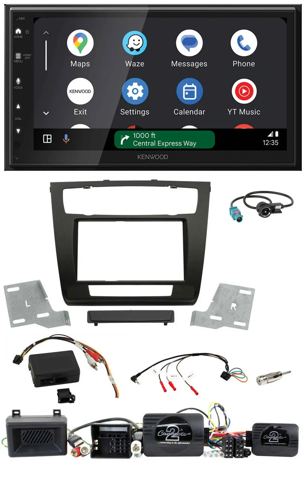 Kenwood DAB Bluetooth USB Lenkrad 2DIN Autoradio für BMW 1er Aktiv PDC aut. Klim