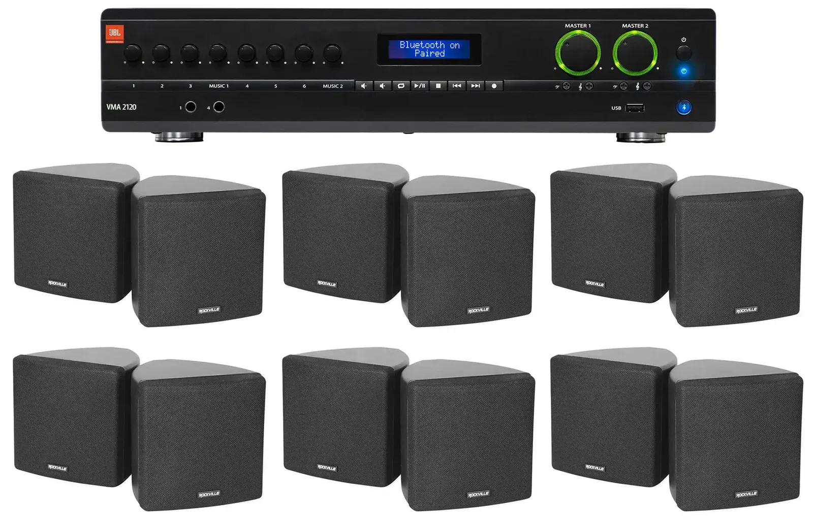 Настенная акустика JBL Cube 70v Black с усилителем (12 штук)