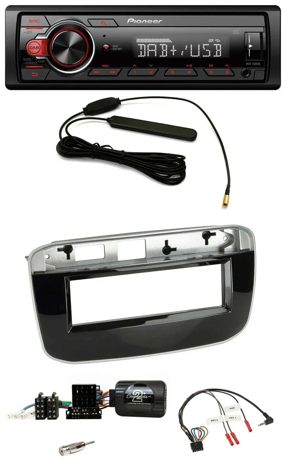 Pioneer MP3 DAB 1DIN Lenkrad USB Autoradio für Fiat Punto Punto Evo ab 2009