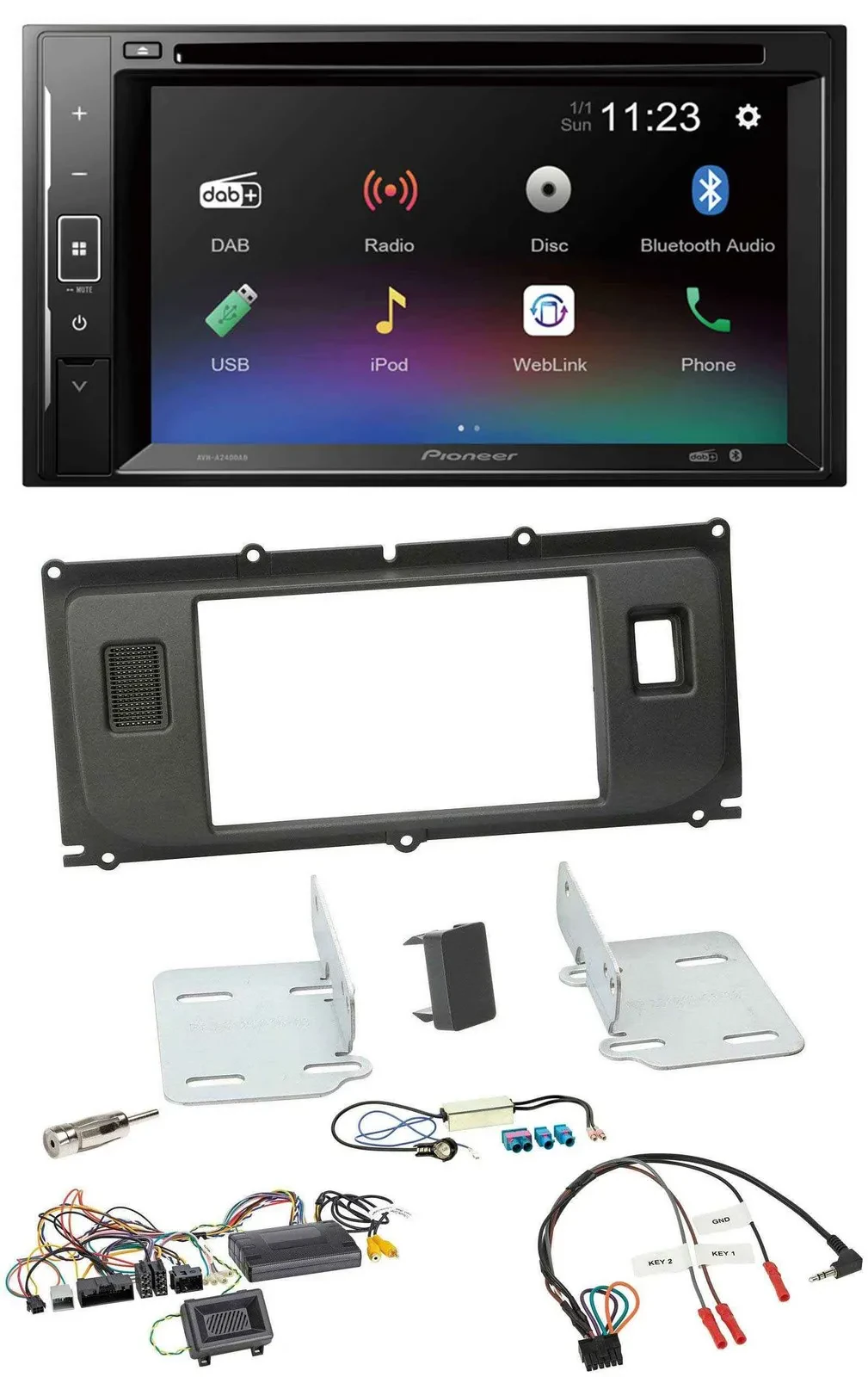 Автомагнитола для Land Rover Evoque Pioneer 2-DIN DAB DVD Bluetooth USB поддержка кнопок на руле