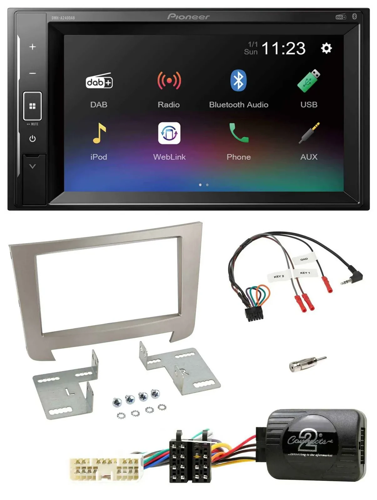 Pioneer DAB Lenkrad 2DIN Bluetooth USB Autoradio für SSangYong Rexton Telefontas