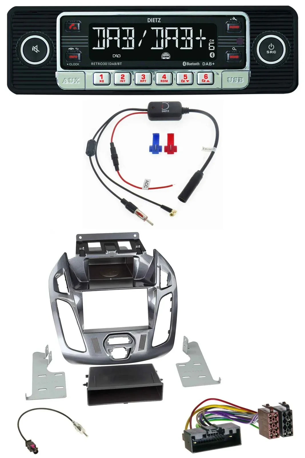 Dietz MP3 DAB Bluetooth USB Autoradio für Ford Connect Transit 12-18 ohne Displa