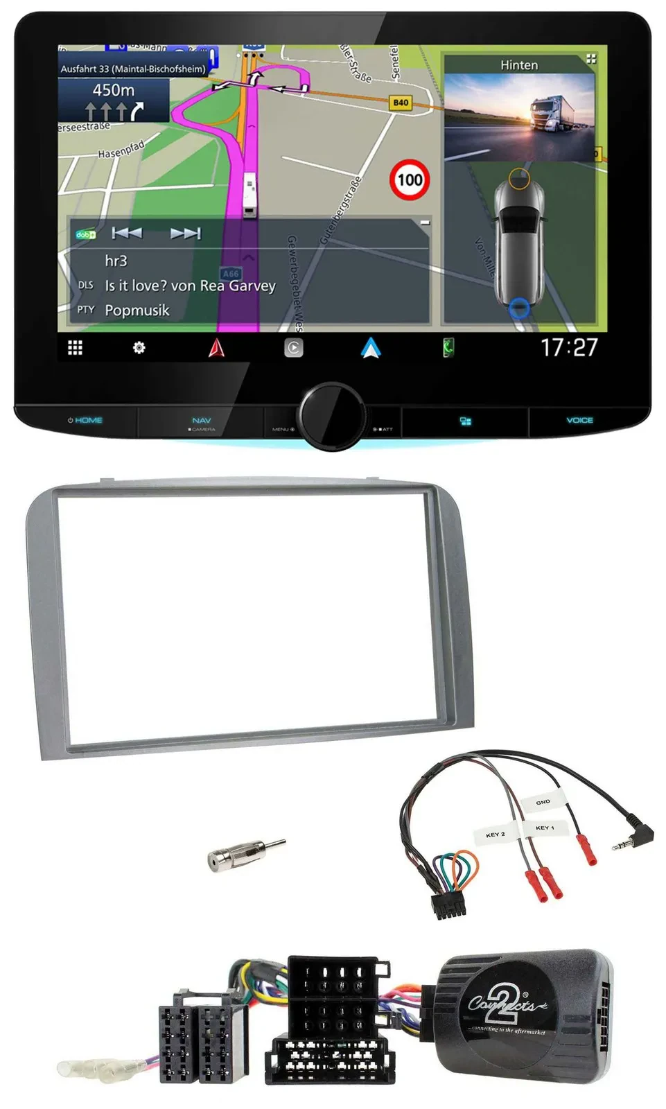 Kenwood Bluetooth DAB TMC 2DIN Lenkrad USB Navigation für Alfa Romeo 147 GT 2007