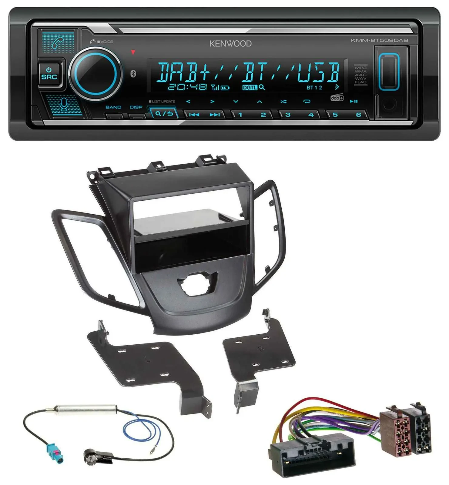 Kenwood Bluetooth MP3 DAB USB Autoradio für Ford Fiesta 10-17 JA8 ohne Display s