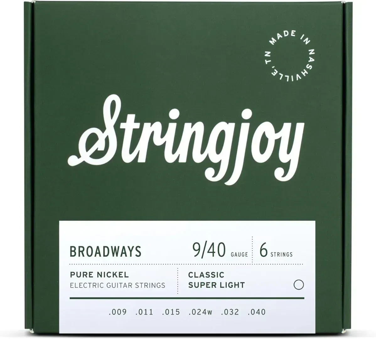 Струны для электрогитары Stringjoy Broadways Classic Super Light Pure Nickel 9-40