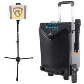 Rockville 8" Portable Bluetooth Karaoke Machine/System Wireless Mic+Tablet Stand