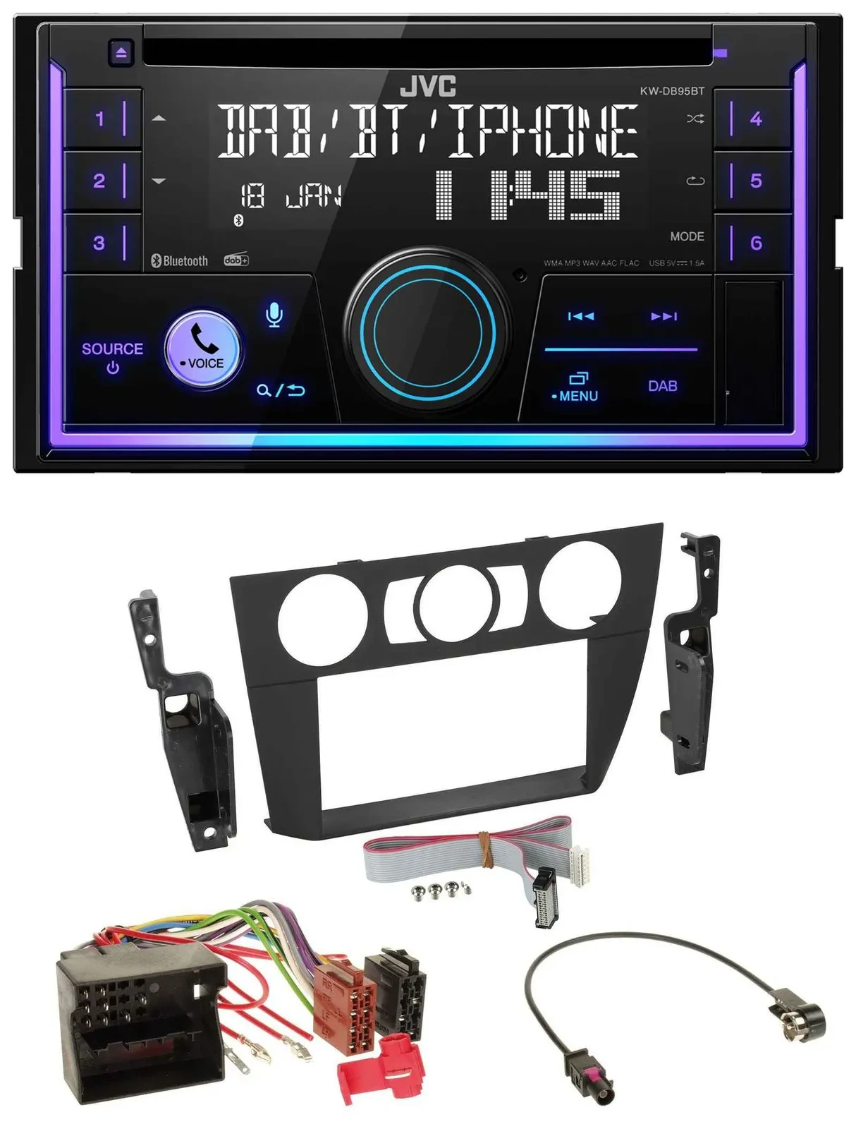 JVC MP3 USB 2DIN DAB Bluetooth CD Autoradio für BMW 3-er E90/E91/E92/E93 2005-20