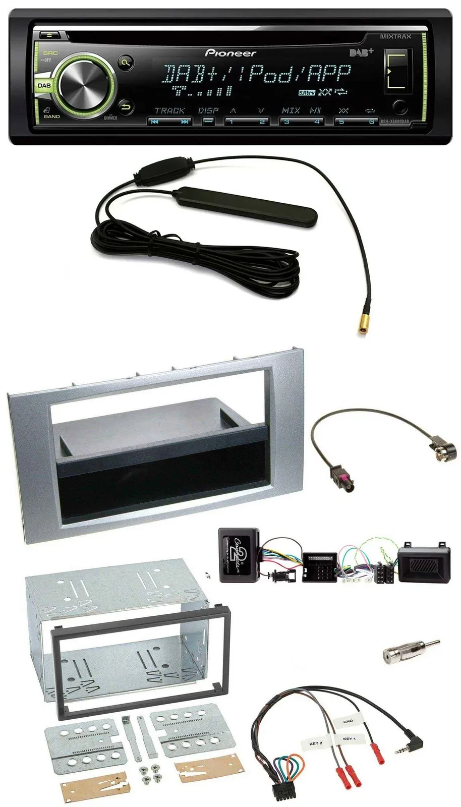 Автомагнитола Pioneer MP3 USB CD DAB для Ford Kuga 2008–2012 серебристая