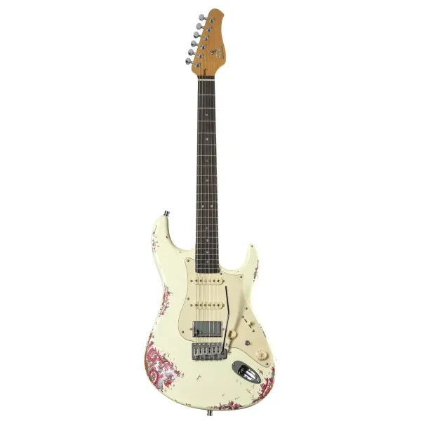 Электрогитара Fame Audio Custom ST HSS RW Worn Vanilla Over Paisley