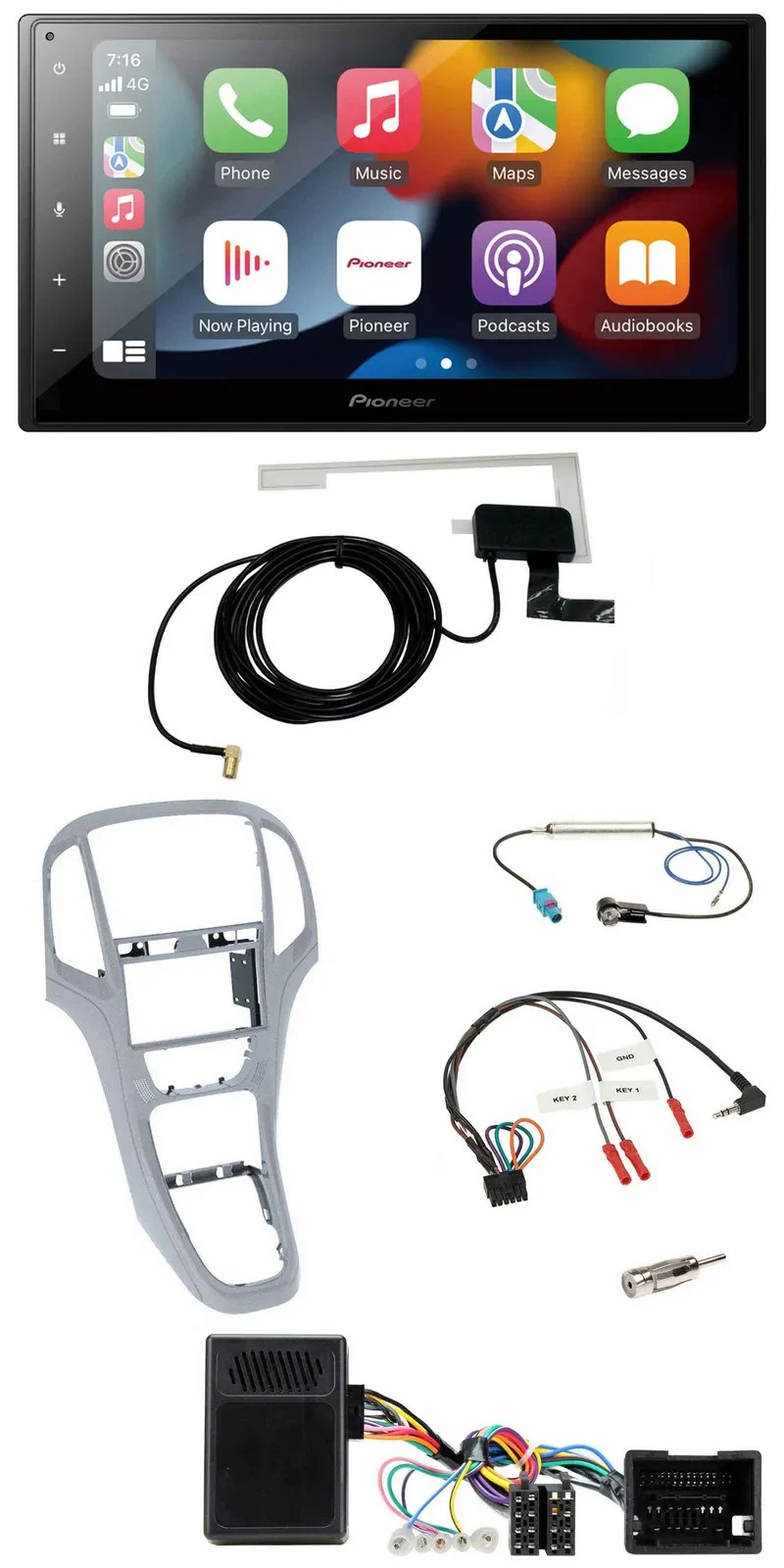 Автомагнитола Pioneer 2-DIN, USB, Bluetooth, DAB, для Opel Astra J (с 2009), совместима с кнопками на руле