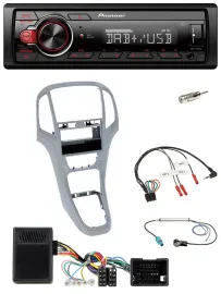 Pioneer MP3 1DIN DAB USB Lenkrad Autoradio für Opel Astra J 09-16 Platin silber
