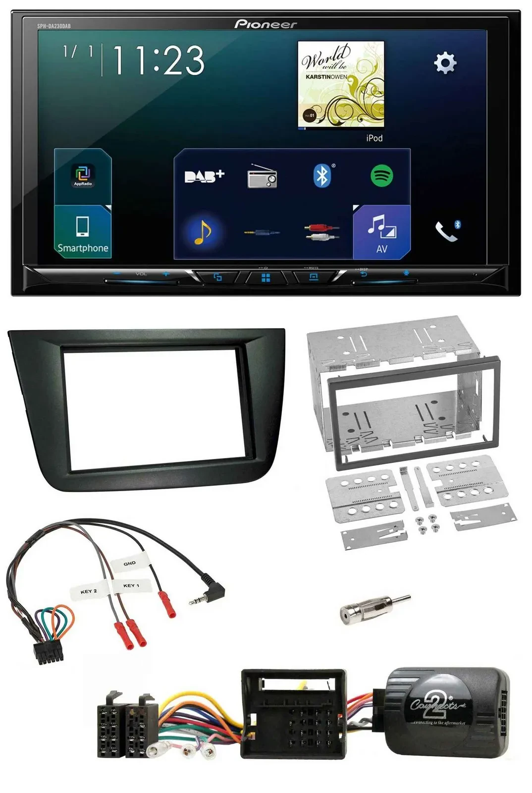 Pioneer Lenkrad Bluetooth USB 2DIN DAB Autoradio für Seat Altea Toledo schwarz