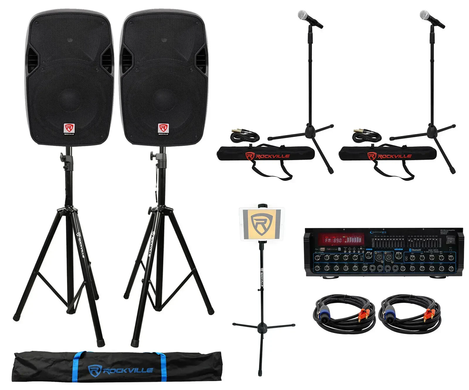 Пассивная акустическая система Rockville SPGN124 Black с усилителем и аксессуарами (пара)