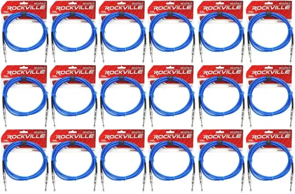 Инструментальный кабель Rockville RCGT6.0BL Blue 1.8 м (18 штук)