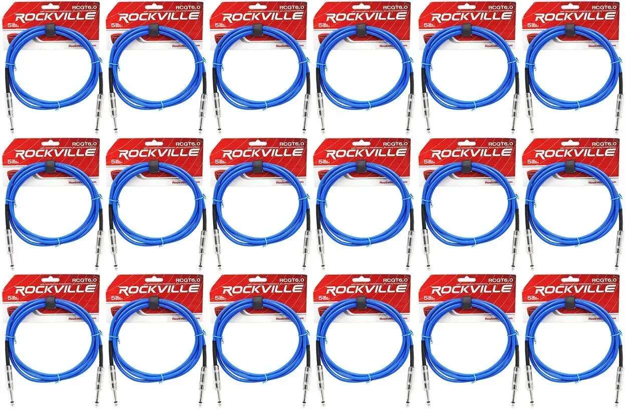 Инструментальный кабель Rockville RCGT6.0BL Blue 1.8 м (18 штук)