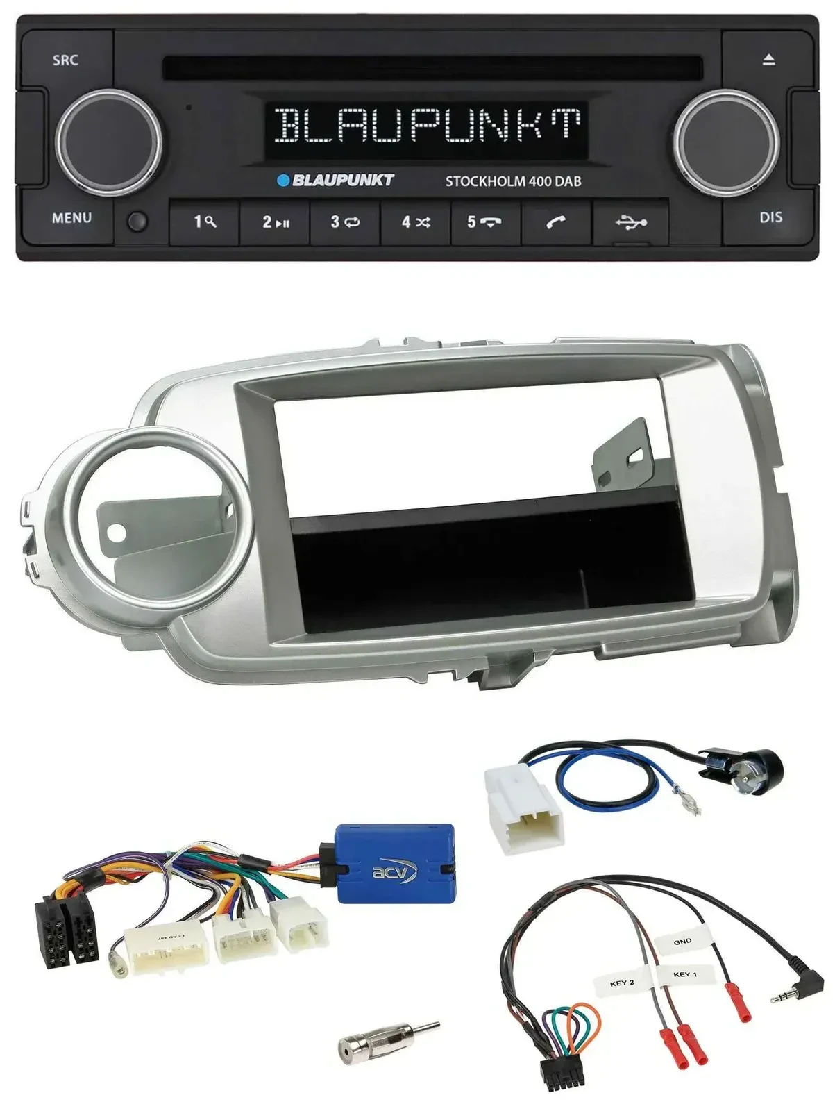 Blaupunkt Lenkrad Bluetooth DAB CD USB Autoradio für Toyota Yaris 2011-2014 silb